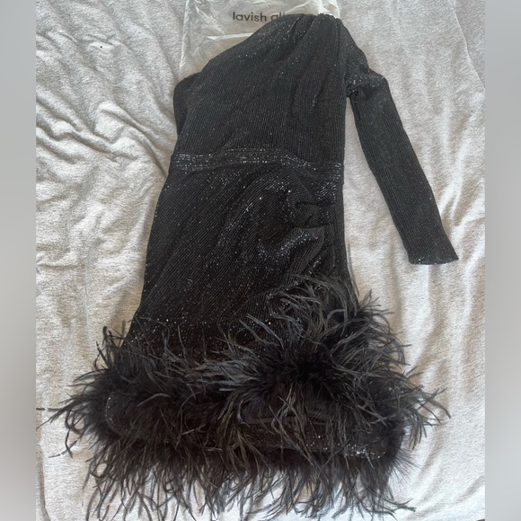Lavish Alice: Feather-Trimmed Sequined Minidress (NWT) - Picture 7 of 17
